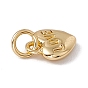 Brass Charms, with Jump Ring, Cadmium Free & Nickel Free & Lead Free, Rack Plating, Heart