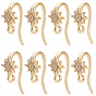 20Pcs Brass Micro Pave Clear Cubic Zirconia Star Earring Hooks, Long-Lasting Plated, Nickel Free, with Loop, Star