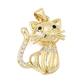 Pendentifs en laiton et zircone cubique transparent, crémaillère plaquage, plaqué longue durée, sans cadmium et sans plomb, charmes de chat