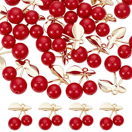 20шт. подвески из смолы с имитацией фруктов, фруктовые подвески с латунным листом золотистого цвета