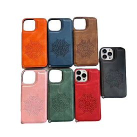 PU Leather Mobile Phone Case for Women Girls, Mandala Pattern Camera Protective Covers for iPhone14 Plus