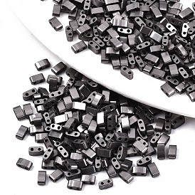 Стеклянный бисер с отверстиями fgb 2, металлических цветов, прямоугольные