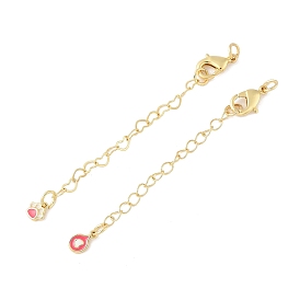 Удлинитель цепи из латуни с эмалью, с застежкой-карабином и подвесками, стойки покрытие, без кадмия и без свинца, долговечный, реальный 18 k позолоченный