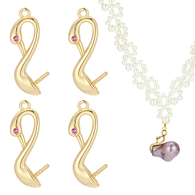 6шт. латунные скобы-шпильки, за половину пробурено бисера, лебедь