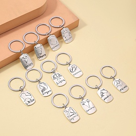 Alloy Keychains, Bag Purse Decorations, Constellation, Rectangle