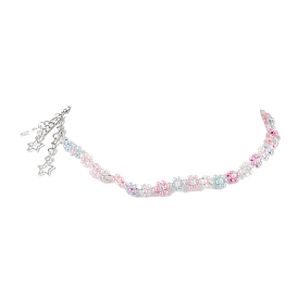 Ожерелья из цветного стекла из бисера, Ожерелья с подвесками из звездчатого сплава для женщин