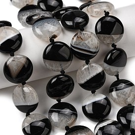 Природный агат бисер нитей, окрашенная и подогревом, плоско-круглые