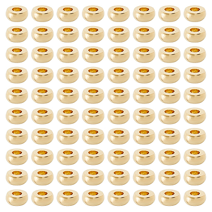 100 латунные бусины шт., долговечный, плоско-круглые