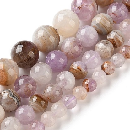 Natural Amethyst Lace Agate Beads Strands, Smooth Round