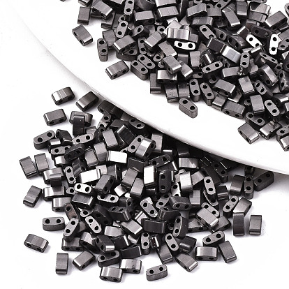 Стеклянный бисер с отверстиями fgb 2, металлических цветов, прямоугольные