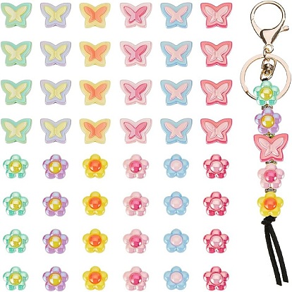 48 шт 12 стили покрытия акриловых бусин, цветок и бабочка