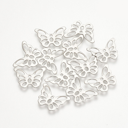 304 Stainless Steel Charms, Cut-Out, Hollow, Butterfly