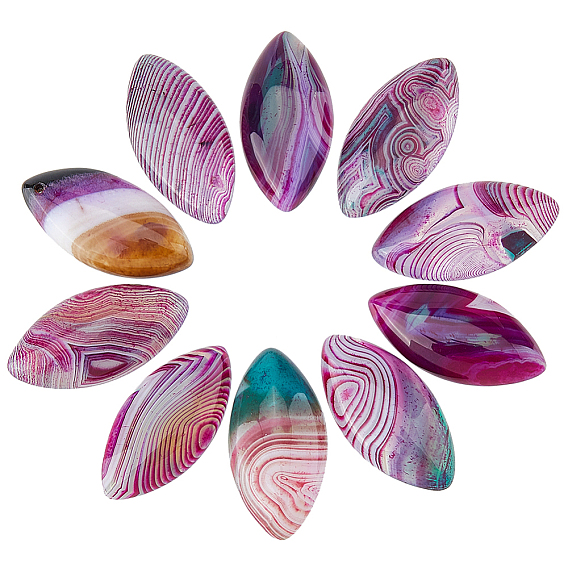 10 шт. кабошоны из натурального агата, окрашенные, лошадиный глаз 