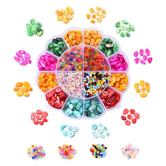 Beads Kit for DIY Jewelry Making Finding Kit, Including Acrylic Beads, 8/0 Glass Seed Beads, Natural & Freshwater Shell Chips Beads