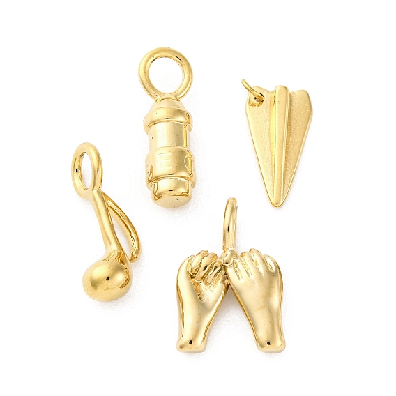 304 подвески из нержавеющей стали, реальный 18 k позолоченный, подвеска в виде музыкальной ноты, бумажного самолетика, ладони и пули