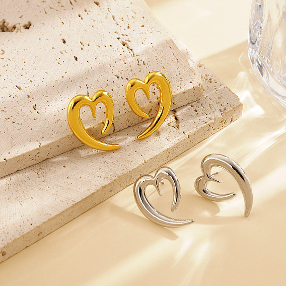 Серьги сплава, полые сердца