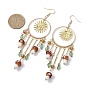 Golden 304 Stainless Steel Sun Chandelier Earrings, Lampwork Mushroom & Glass Nuggets Drop Earrings