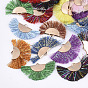 Polyester Tassel Pendants, with Metallic Cord and Iron Findings, Fan Shape