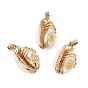 Electroplate Natural Freshwater Shell Pendants, Copper Wire Wrapped Cowrie Shell Shape Charm, with 304 Stainless Steel Snap on Bails