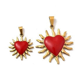 304 нержавеющей стальной эмали подвески, с 201 защелкой из нержавеющей стали на поручнях, ионное покрытие (ip), шарма сердца, реальный 18 k позолоченный