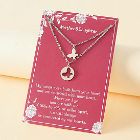 Stainless Steel Hollow Butterfly Mother's Day Necklace Parent-Child Clavicle Chain