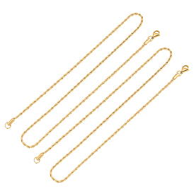 304 Stainless Steel Rope Chain Necklaces, with Lobster Claw Clasps