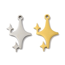 5Pcs 201 Stainless Steel Pendants, Laser Cut, Star Charm