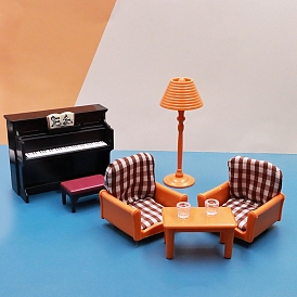 Plastic Miniature Ornaments, Micro Landscape Home Dollhouse Accessories, Couch & Lamp & Piano