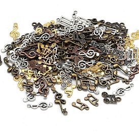 Tibetischer stil Aluminium Anhänger & Charms, Musiknote, 24~27x10~16x2~3 mm, Bohrung: 1.5~2.5 mm