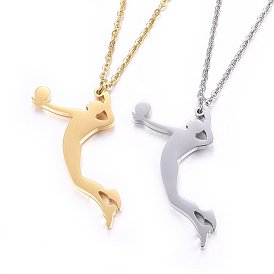 304 de acero inoxidable collares pendientes, con el corchete de la langosta, jugadores de fila