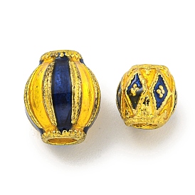 Lantern/Barrel Brass Beads, with Enamel, Real 18K Gold Plated