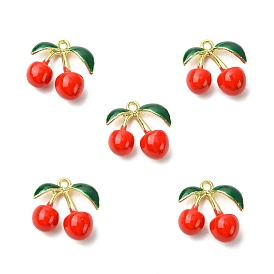 5 pendentifs en émail en alliage de placage en rack, charmes de cerises, sans cadmium et sans plomb
