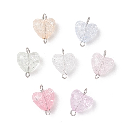 Прозрачные акриловые подвески, сердце, с 304 петлями из нержавеющей стали