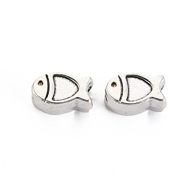Tibetan Style Alloy Beads Enamel Rhinestone Settings, Large Hole Beads, Cadmium Free & Lead Free, Fish