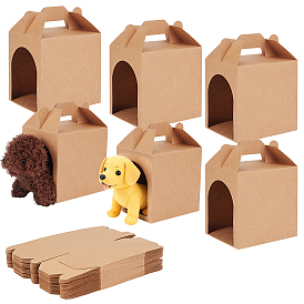 Kraft Paper Folding Paper Pet Gift Packing Tote Boxes, Rectangle with Window