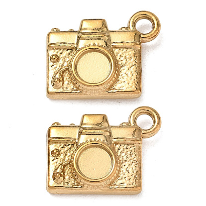 304 Stainless Steel Pendant Cabochon Settings, Camera Charms