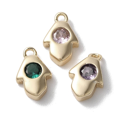 Латунные микро проложить кубического циркония прелести, без кадмия, без никеля и без свинца, реальный 18 k позолоченный, хамса рука