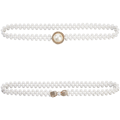 2 шт. 2 стили ремни-цепочки из сплава с бантом из смолы и жемчужными бусинами, золотые