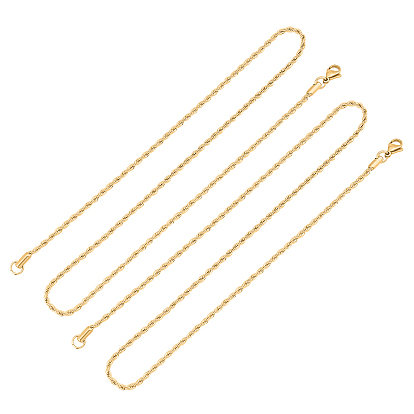 304 Stainless Steel Rope Chain Necklaces, with Lobster Claw Clasps