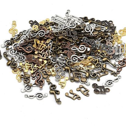 Tibetischer stil Aluminium Anhänger & Charms, Musiknote, 24~27x10~16x2~3 mm, Bohrung: 1.5~2.5 mm