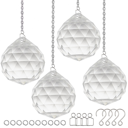 DIY Jewelry Kits, with Transparent K9 Glass Pendants, Stainless Steel S-Hook Clasps, 304 Stainless Steel Chandelier Connectors Clips Pins and Iron Cable Chains