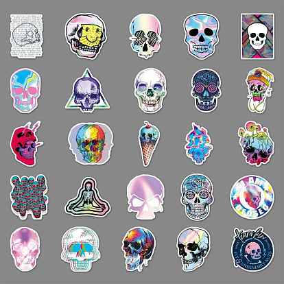 Halloween Theme Luminous Body Art Tattoos Stickers, Removable Temporary Tattoos Paper Stickers, Skull