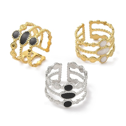 Овальные 304 эмалированные открытые манжеты из нержавеющей стали для женщин, ионное покрытие (ip)