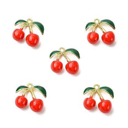 5 pendentifs en émail en alliage de placage en rack, charmes de cerises, sans cadmium et sans plomb