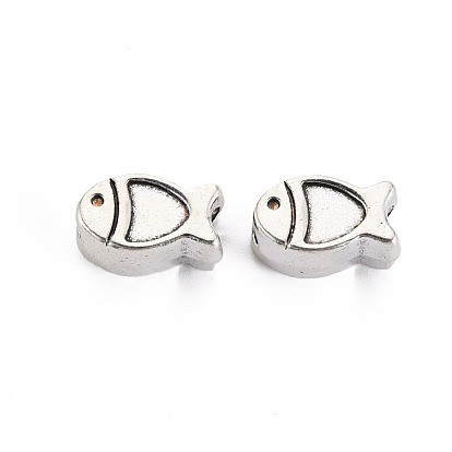 Tibetan Style Alloy Beads Enamel Rhinestone Settings, Large Hole Beads, Cadmium Free & Lead Free, Fish