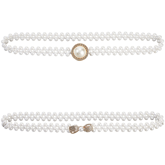 2 шт. 2 стили ремни-цепочки из сплава с бантом из смолы и жемчужными бусинами, золотые