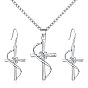 Chic Cross Pendant Earrings and Necklace Set with Sparkling Diamonds