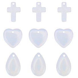 Opalite Pendants, with Iron and Brass Findings, Mixed Shapes