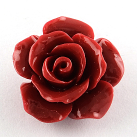 Окрашенная цветок синтетически коралловые бусы, 15x8.5 мм, отверстие : 1 мм