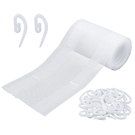 25 m cinta de poliéster, Accesorios para rieles de cintas onduladas para cortinas, con 400 piezas de ganchos de plástico para cortinas